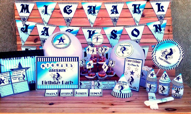 Michael Jackson Printable Party Supplies | Invitations, Water 