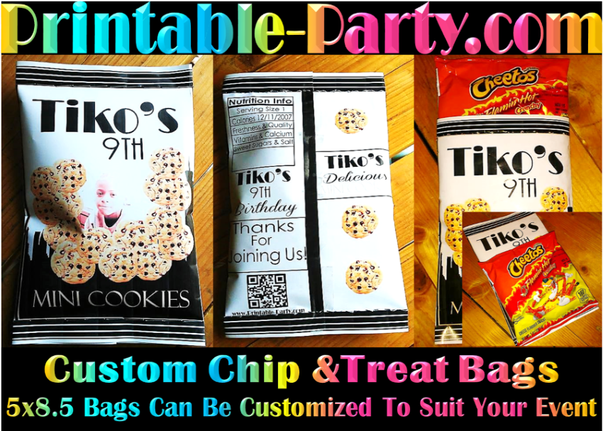 Printable Custom Party Favor Bags Custom Chip Bags Personalized