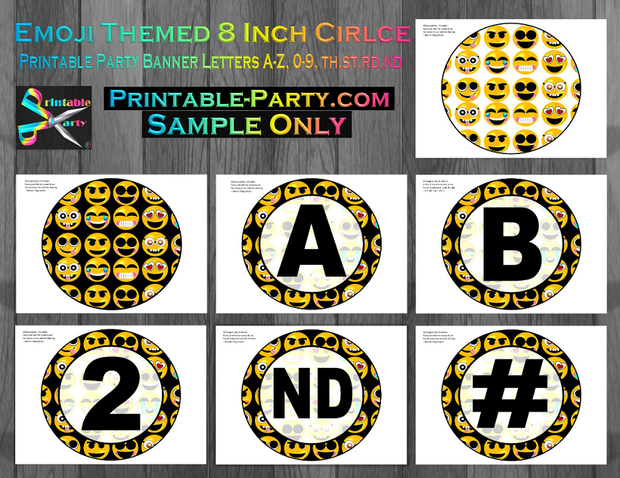 emoji printable birthday supplies emoticon smiley