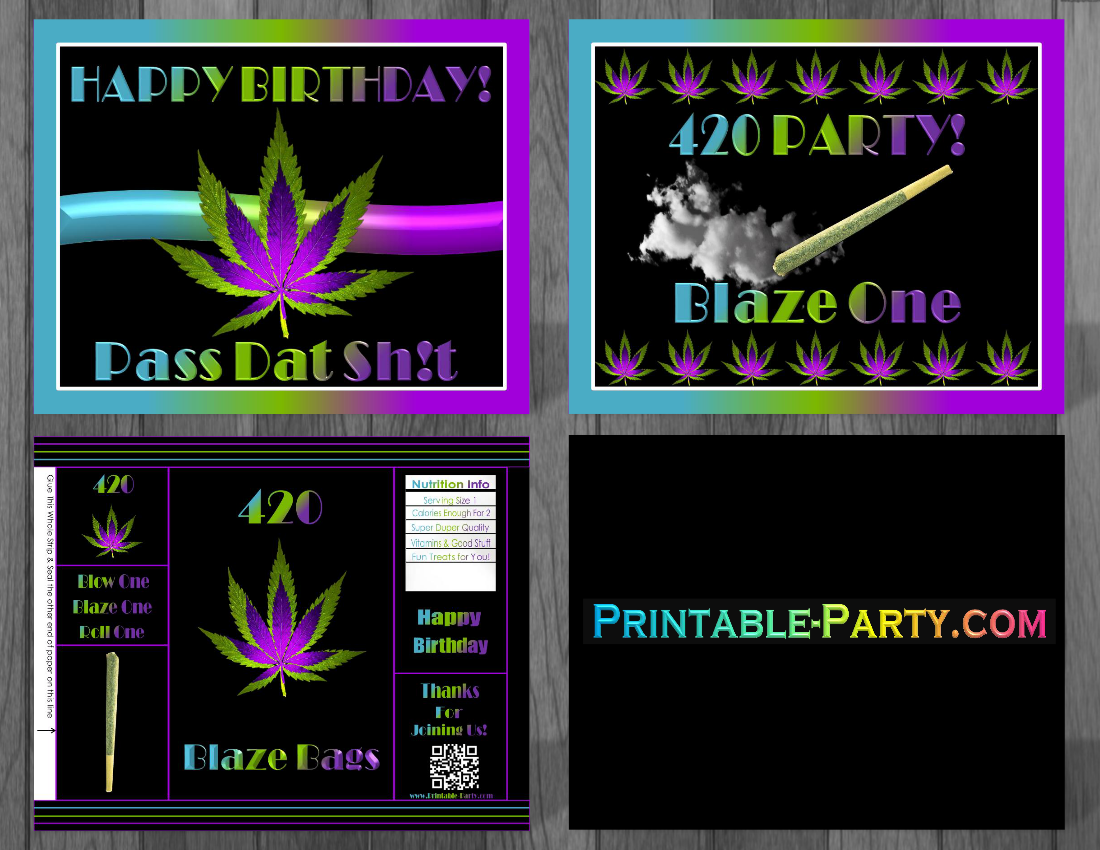 Marijuana Light Birthday Banner Personalized Party Backdrop Decoration