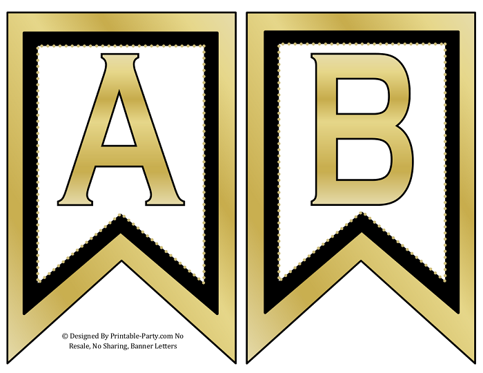 Free Printable Banner Letters Pdf Black And Gold