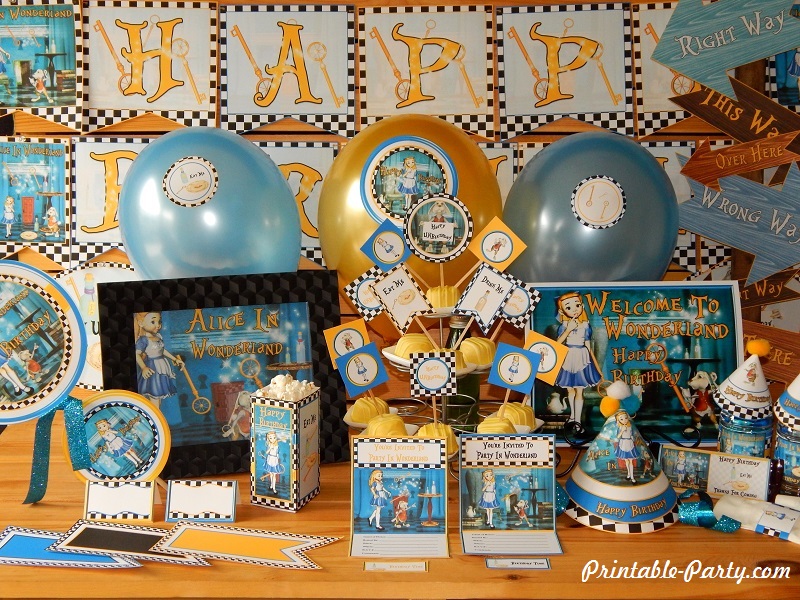 Alice In Wonderland Party Supplies Diy Printable Birthday Decorations