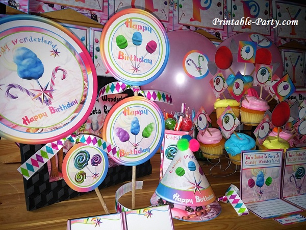 Printable Candyland Party Supplies | Candy Wonderland Themed Decorations