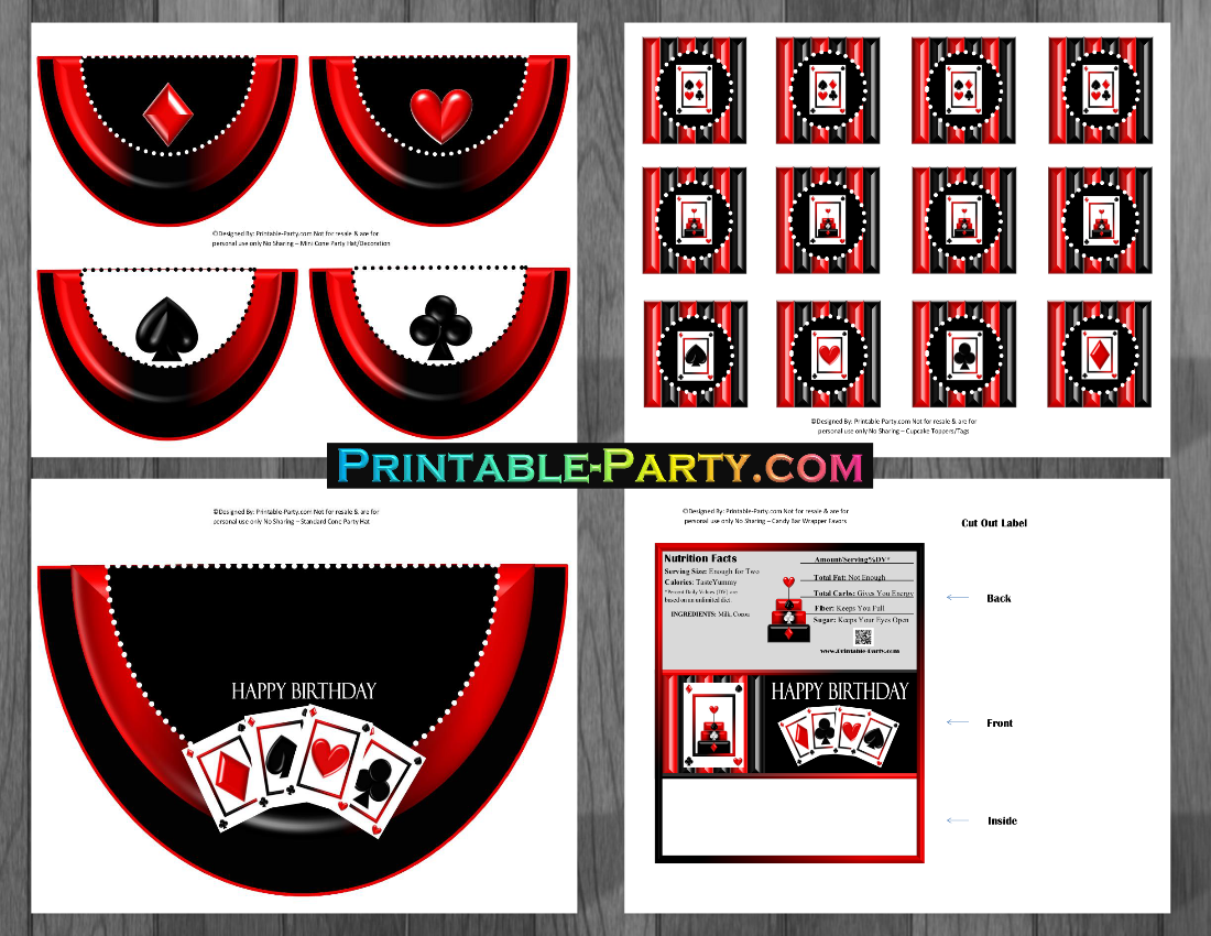 Printable Casino Night Party Supplies Casino Birthday Party Decorations