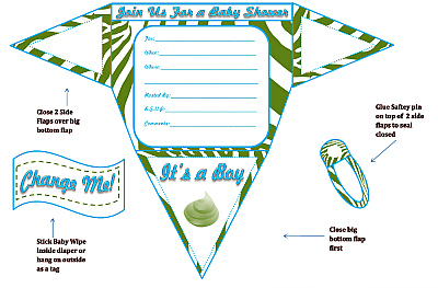 Diaper Shaped Baby Shower Invitations Template