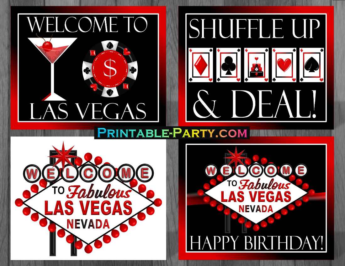 las vegas casino theme printable party supplies decorations5
