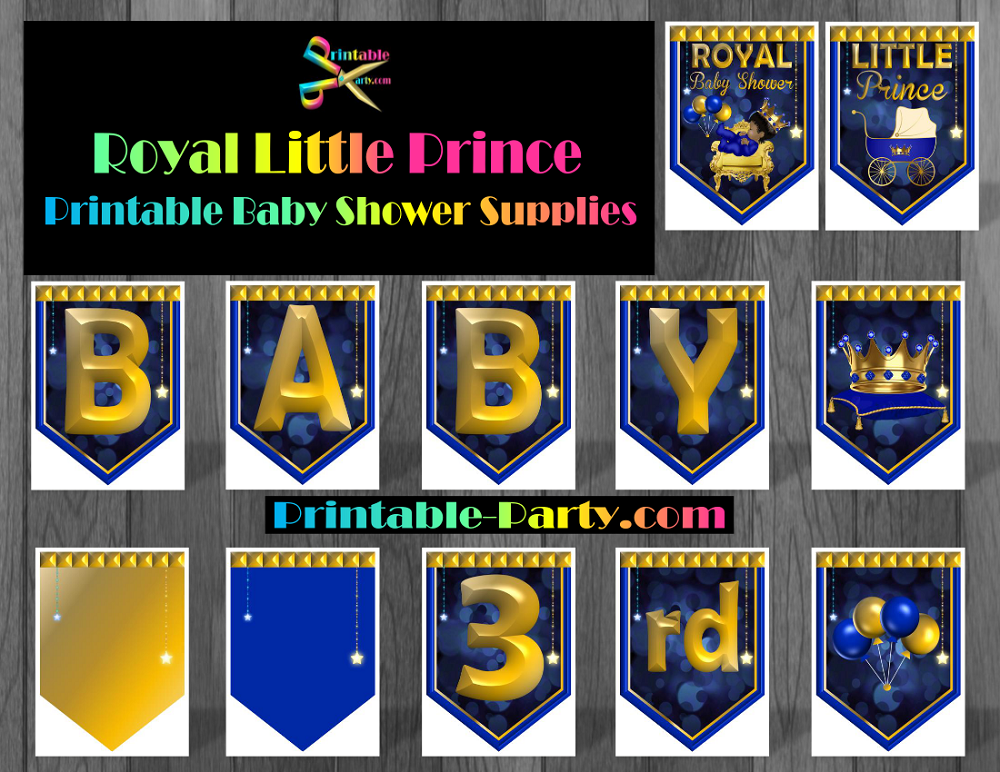 Royal Prince Baby Shower Decorations  Printable Boy Baby 